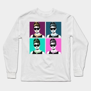 Audrey Hepburn has Breakfast at Tiffanys with Andy Warhol Long Sleeve T-Shirt